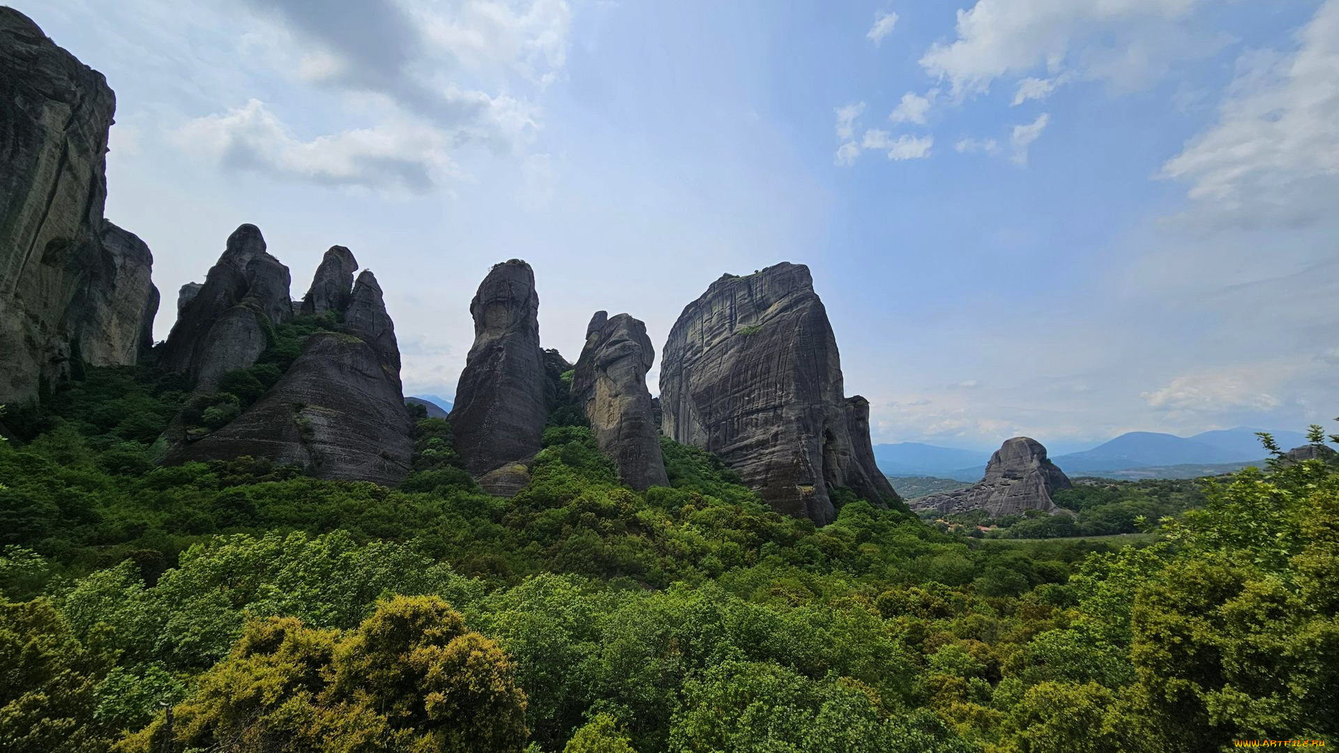 meteora rock formations, kalmpaka, greece, , , meteora, rock, formations
